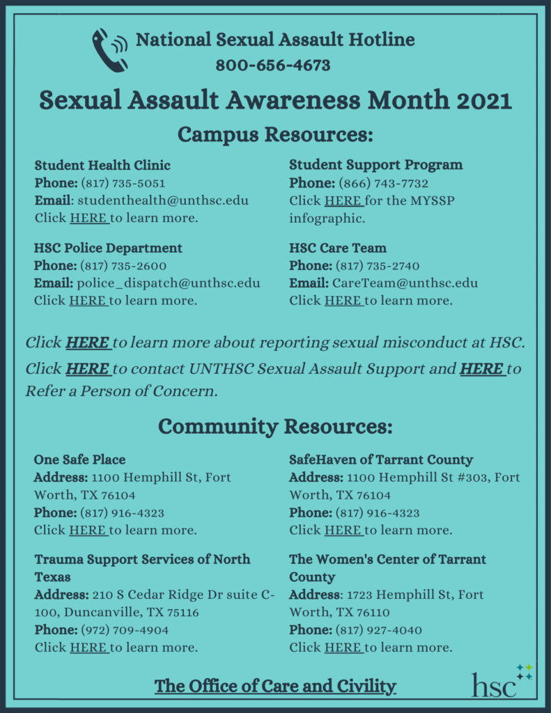 Sexual Assault Awareness Month Resource Flyer 2021