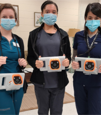 HSC students volunteer to conduct student eye screenings. (left to right) second-year student pharmacists, Meredith Kenerley, Kelli Mosley and TCOM first-year student, Salma Omar