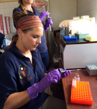 Erin Carlson in Uganda Lab