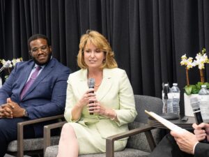 Dr. Cindy Weston speaking at HSC's Future of Nursing in Texas event. 