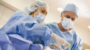 Gastroenterologist performing surgical procedure