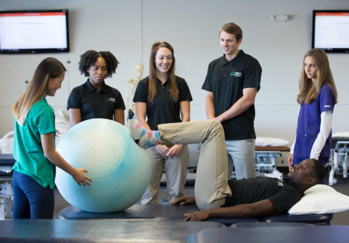 PT Students with exercise/therapy ball