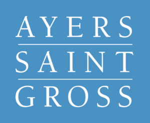 Ayers saint gross light Blue logo with white lettering